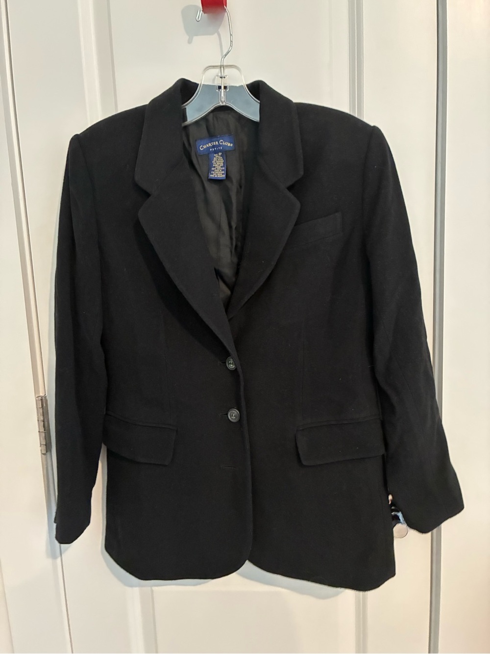 Vintage 90s Charter Club Wool Cashmere Angora Blazer Jacket Black Petite 4